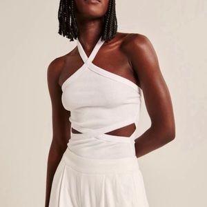 Abercrombie White side cut out halter bodysuit
